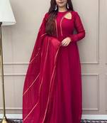 Magenta anarkali with dupatta