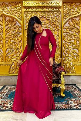 Magenta anarkali with dupatta 3