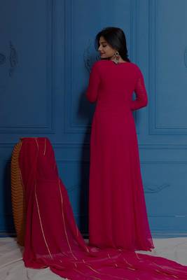Magenta anarkali with dupatta 4