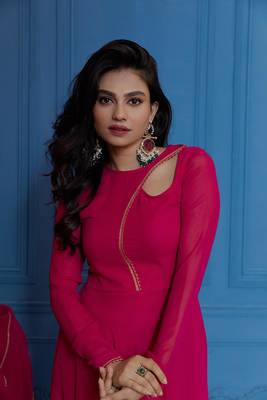 Magenta anarkali with dupatta 5