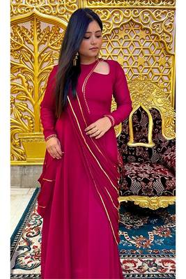 Magenta anarkali with dupatta 6