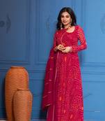 Hibiscus pink bandhani anarkali