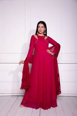 Cranberry crush overlapped anarkali 1