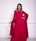 Cranberry crush overlapped anarkali