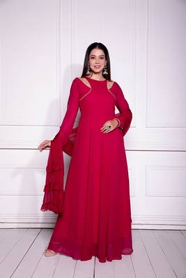 Cranberry crush overlapped anarkali 3