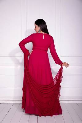 Cranberry crush overlapped anarkali 4