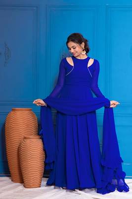 Royal blue overlapped anarkali 1