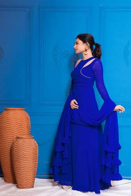 Royal blue overlapped anarkali 3