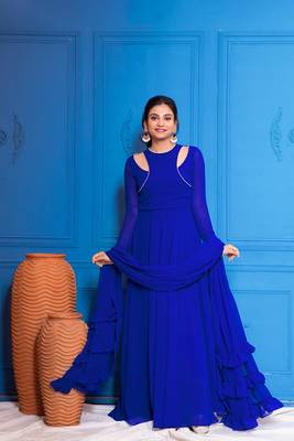 Royal blue overlapped anarkali 6