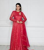 Rouge pink anarkali with dupatta