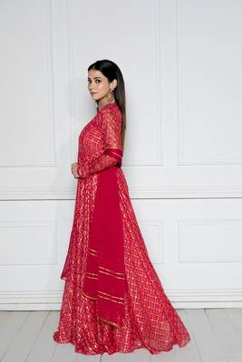 Rouge pink anarkali with dupatta 3