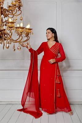 Ruby red angrakha suit set 1