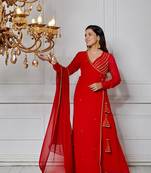 Ruby red angrakha suit set