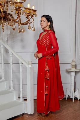 Ruby red angrakha suit set 2