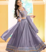 PURPLE Color Heavy Fox Georgette With Resham Work Lehenga Choli