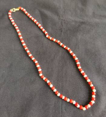 Taiwan coral with natural fresh water pearls necklace 2