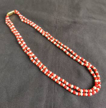 Taiwan coral with natural fresh water pearls necklace 2