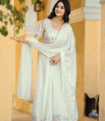 WHITE Color Heavy Fox Georgette With Resham Work Lehenga Choli