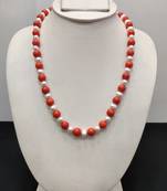 Taiwan coral with natural fresh water pearls necklace