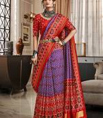 Purple Colour Pure Tusser Patola Print Festival Trendy Saree