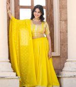 YELLOW Color Heavy Fox Georgette With Resham Work Lehenga Choli