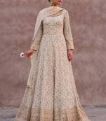 Cream georgette anarkali suit with dupatta