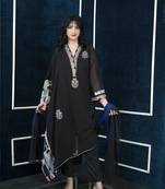 Nikhaar black embroidered georgette stitched trouser kurta & dupatta 