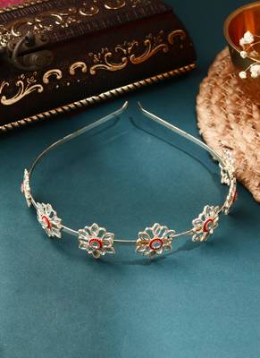 Multicolour Kundan Floral Hairband 1