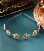 Multicolour Kundan Floral Hairband