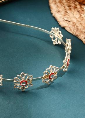 Multicolour Kundan Floral Hairband 2