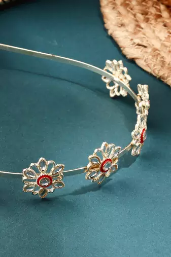 Multicolour Kundan Floral Hairband
