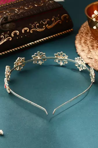 Multicolour Kundan Floral Hairband