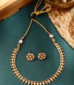 Traditional Necklace Set with Earrings in Yellow Gold