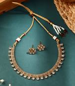 Gold Plated Necklace Set With Small Earrings