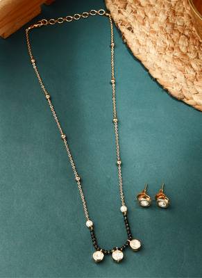 Elegant Triple Jhumki Necklace with Black Beads & Pearl Accents 2