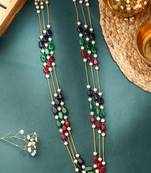 Triple-Layered Pastel Bead Necklace with Pearl Accents