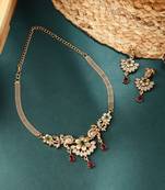American Diamond Stone Studded Necklace Set South Indian Style