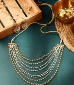 Elegance in Layers Beige & White Beaded Necklace Set