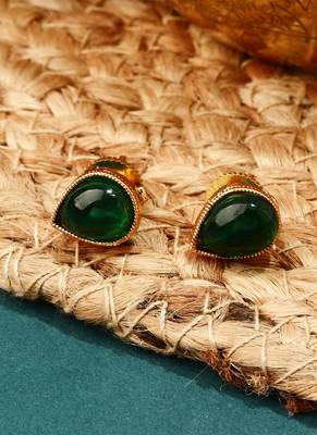 Basic Choker Style Necklace Set with Green Stone 3