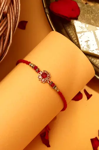 Red stone American Diamonds Rakhi