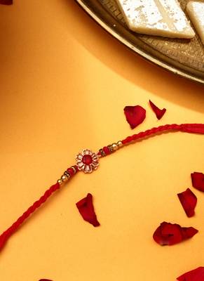 Red stone American Diamonds Rakhi 3