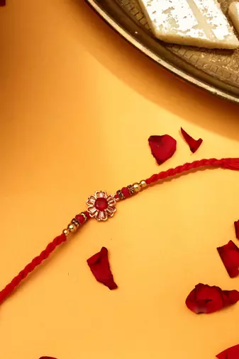 Red stone American Diamonds Rakhi