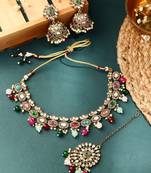 Multicolour Stone Studded Necklace Set