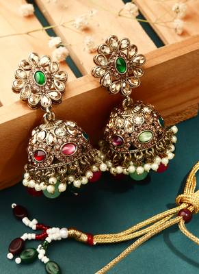 Multicolour Stone Studded Necklace Set 3