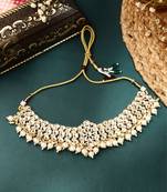 Crystal Blossom Pearl Jhumki Necklace