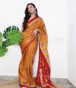 Mustard Cotton Printed Saree With Blouse