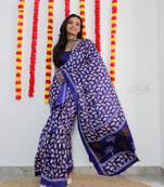 Purple Cotton Printed Saree With Blouse