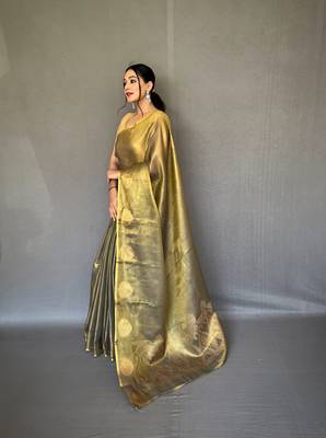 mehendi green tissue silk kanjivaram saree 2
