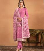 Pink color  faux georgette salwar suits with faux georgette dupatta