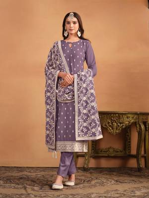 Purple faux georgette salwar suit with Dupatta 1